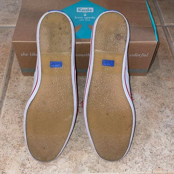 Keds x Kate Spade White Textured Canvas Kick Sneakers - Picture 2 of 3